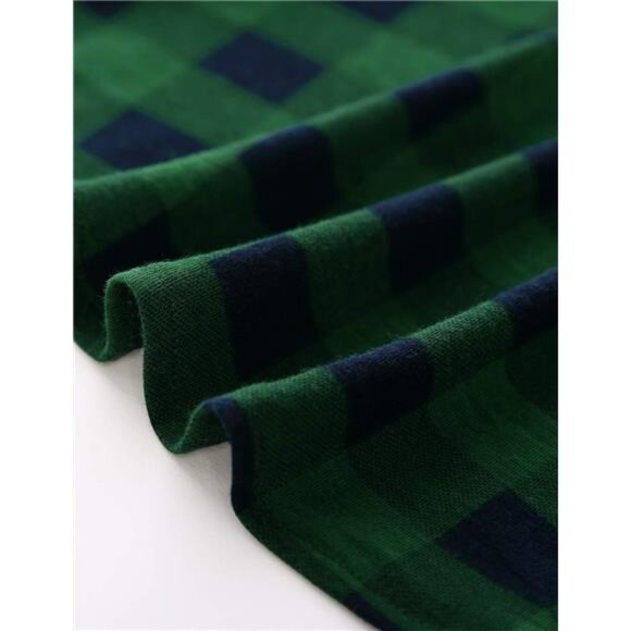 Women's Soft Stretchy Knit Plaid Shirt - Roll-Up Long Sleeve - Picture 4 of 7